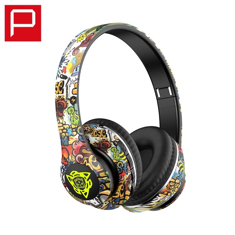 Cuffie Wireless Bluetooth Circumaurali Pieghevoli Design Graffiti